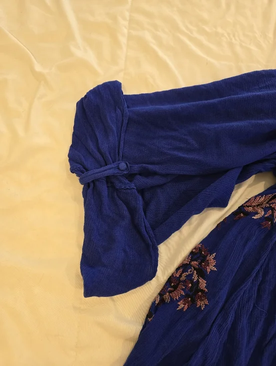 Free People Womens Pretty Pineapple Embroidered Dress Royal Blue Size Small - Picture 4 of 11